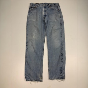 Size 33x31 Vintage 90s Levis 501 Jeans Faded Blue High Waisted 1990s Levis Light Washed Jeans Levi&#39;s Straight Cut Jeans Levis Mom Jeans W33