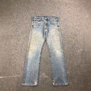 Size 30x29 Vintage Y2K Levis 501 Jeans Blue Faded High Waisted 2000s Levi&#39;s Straight Cut Denim Levi&#39;s Distressed Jeans Levis Made In Usa W30
