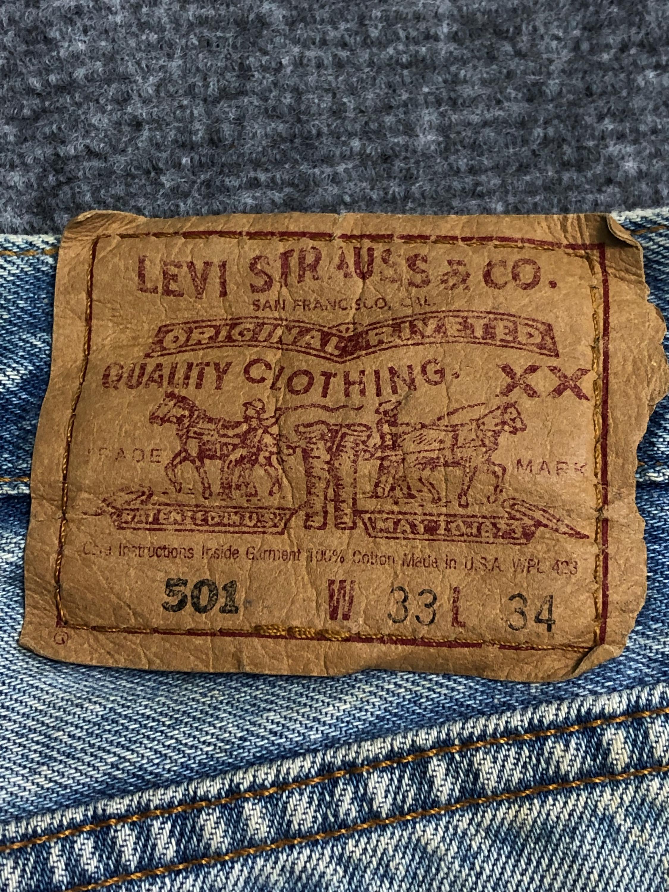 Size 32x33 Vintage 90s Levis 501 Jeans Blue High Waisted 1990s