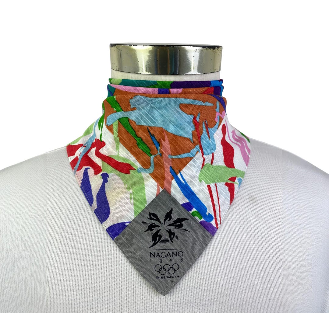 ヴィンテージ 1998年 長野冬季オリンピック スカーフ バンダナ | 抽象