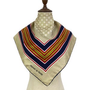 Foulard En Soie Vintage Daniel La Foret - Motif Animalier Multicolore, Occasion Bon état