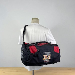 90s Vintage Formula One Canvas Messenger Bag Army Style Duffle Bag Travel Tote with Adjustable Shoulder Strap and Multiple Compartments