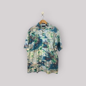 Vintage The Sunday Sportswear Hawaiian Aloha Shirt XLarge 90&#39;s Button Up Hawaiian Island Summer Wear Style Full Printed Size XL Shirt