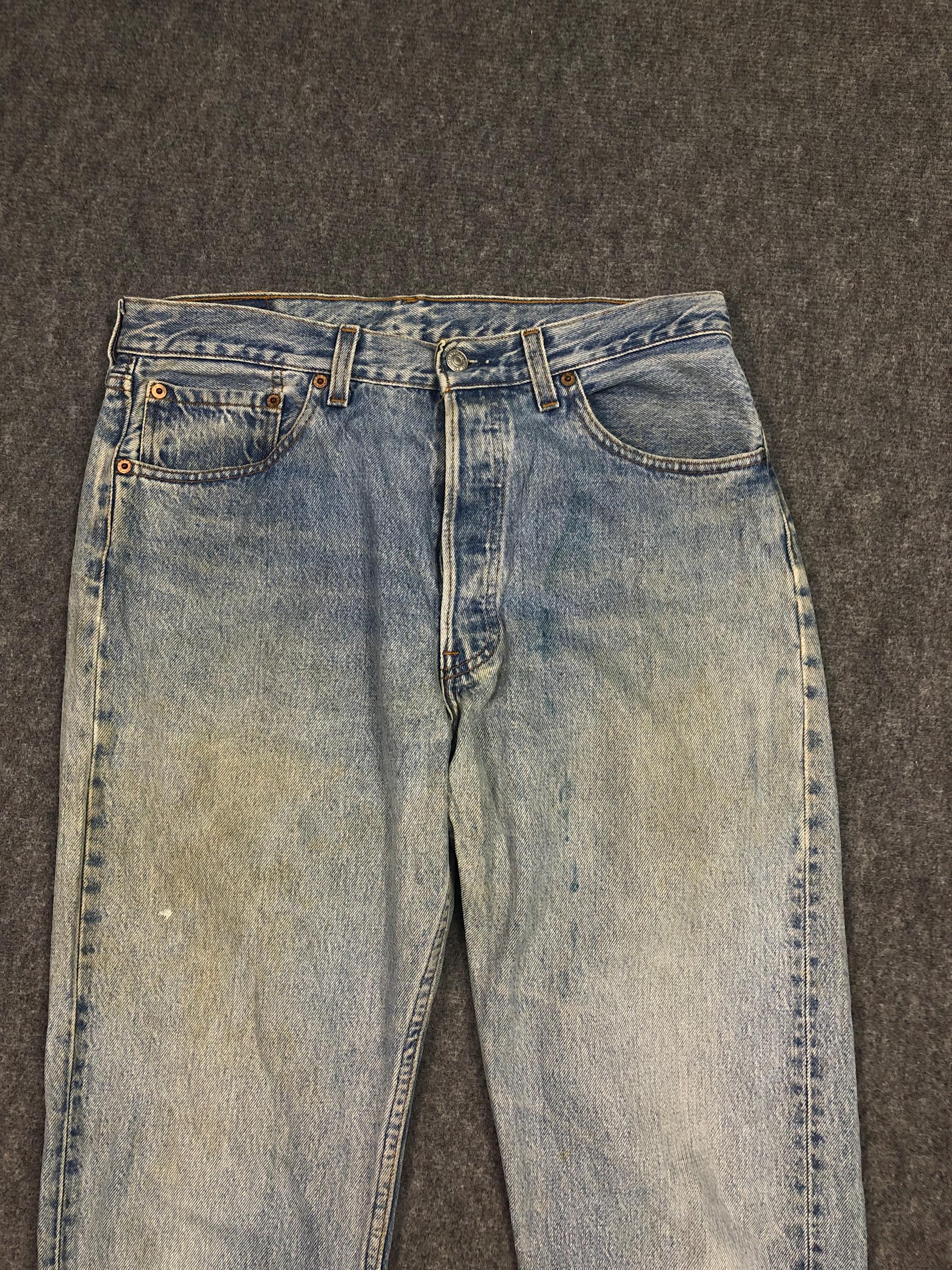Size 32x33 Vintage 90s Levis 501 Jeans Blue High Waisted 1990s