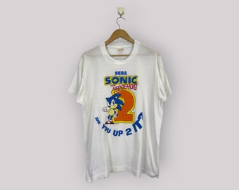 Vintage 90s Sonic Hedgehog 2 Printed Tee Vintage 1992s Size XLarge Sega Sonic 2 Big Logo Printed Crewneck Short Sleeves Size XL T-Shirt