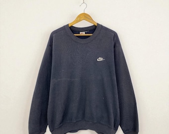 Vintage 90s Nike Sweatshirt - Classic Dark Grey Crewneck, Embroidered Logo, Soft Cotton, Comfortable Fit - Unisex Fashion, Casual Streetwear