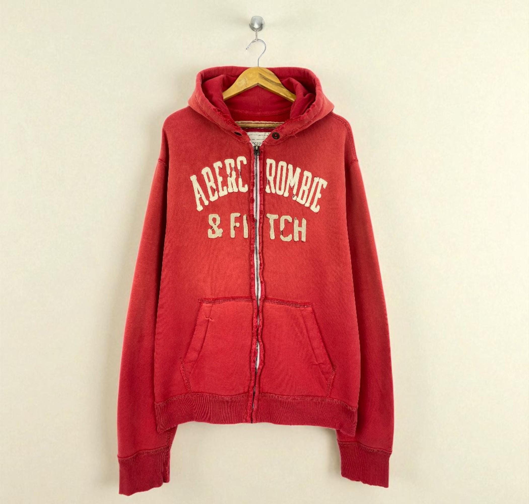 Vintage 2000s Abercrombie & Fitch Red Hoodie | Vintage Logo Zip up