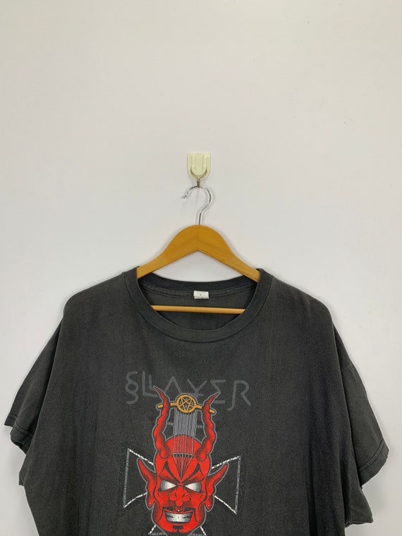 Vintage 90s Slayer Band Sun Faded Tee Size Large … - image 3