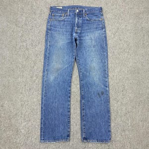 Size 33X30 Vintage Y2K Levis 501 Jeans Blue Faded High Waisted 2000s Levi&#39;s Light Washed Jeans Levi&#39;s Straight Cut Jeans Levis Mom Jeans W33