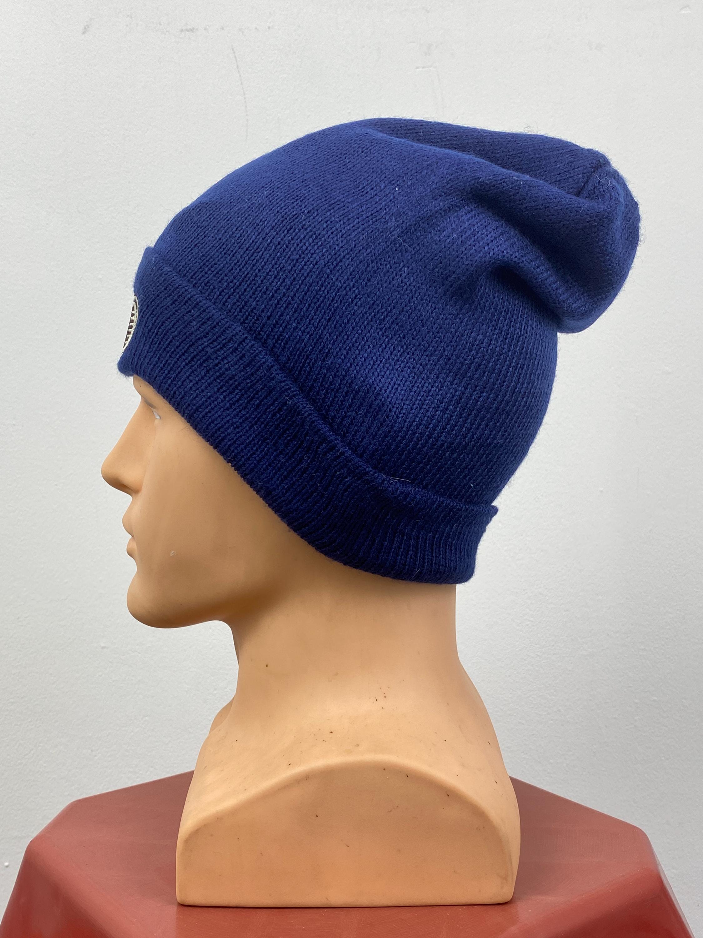 Vintage Stussy Y2K Navy Blue Knit Slouchy Beanie Acrylic Snow Hat