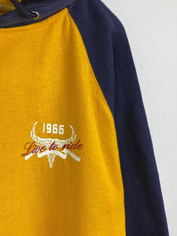 INSTAVIOR BASIC Vintage Yellow Navy Raglan Hoodie… - image 10