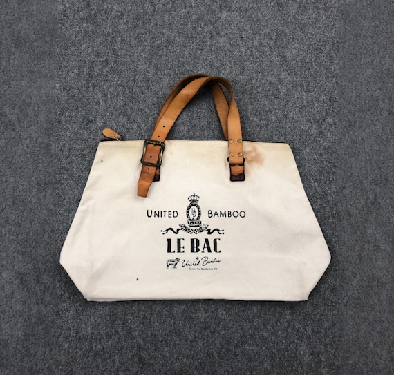 United Bamboo Le Bac Canvas Tote Bag - Vintage Designer Bag United Bamboo Le Bac Canvas Tote Bag - Vintage Designer Bag