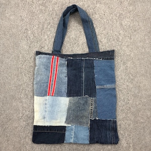 Handmade Upcycled Denim Tote Bag – Eco-Friendly, Unique Patchwork Jean Fabric Shopping Bag with Sturdy Handles for Everyday Use And Travel