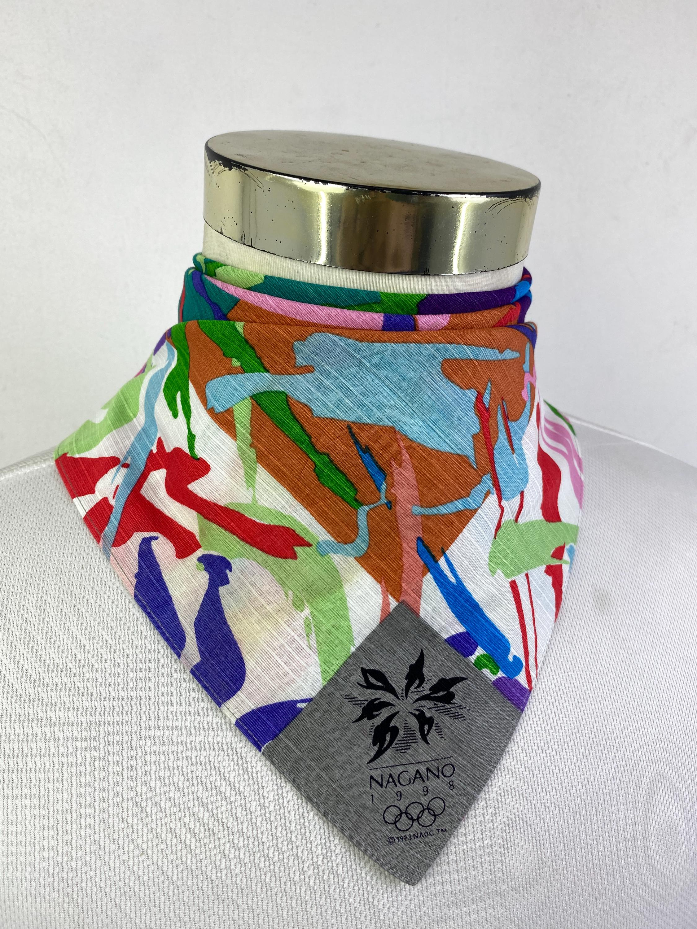 ヴィンテージ 1998年 長野冬季オリンピック スカーフ バンダナ | 抽象