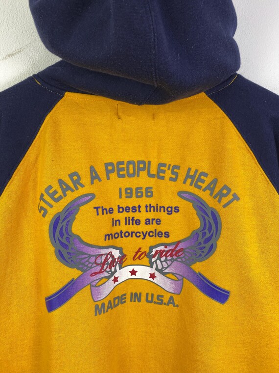 INSTAVIOR BASIC Vintage Yellow Navy Raglan Hoodie… - image 7