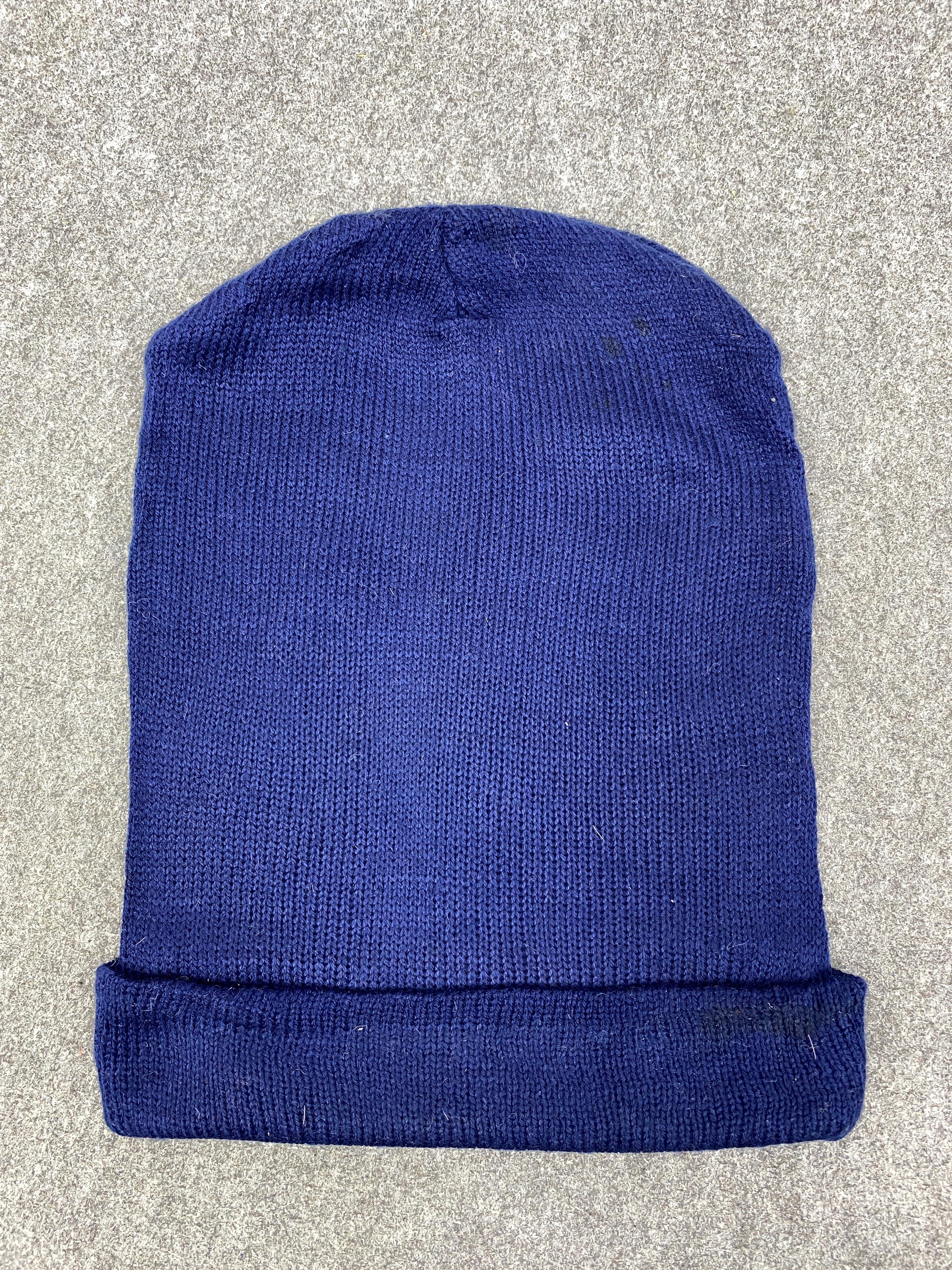 Vintage Stussy Y2K Navy Blue Knit Slouchy Beanie Acrylic Snow Hat