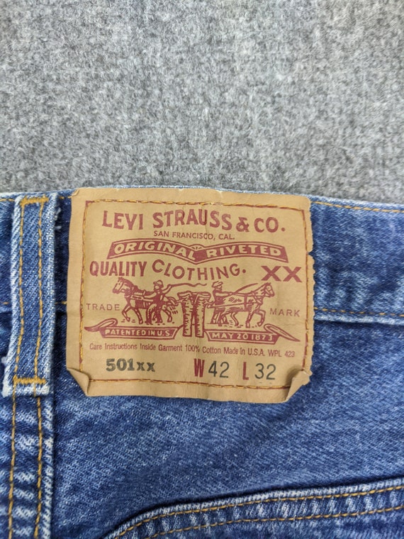 Size 40X29 Vintage Y2K Levis 501 Jeans Faded Blue… - image 5