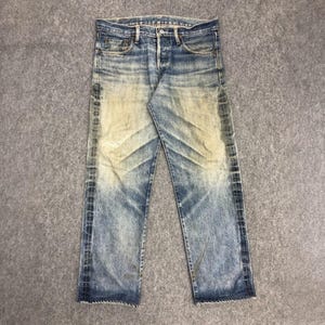 Size 35x30 Vintage Y2K Levis 501 Jeans Rusty Faded High Waisted 2000s Levis Straight Cut Levis Blue Denim Button Jeans Made In USA Jeans W35
