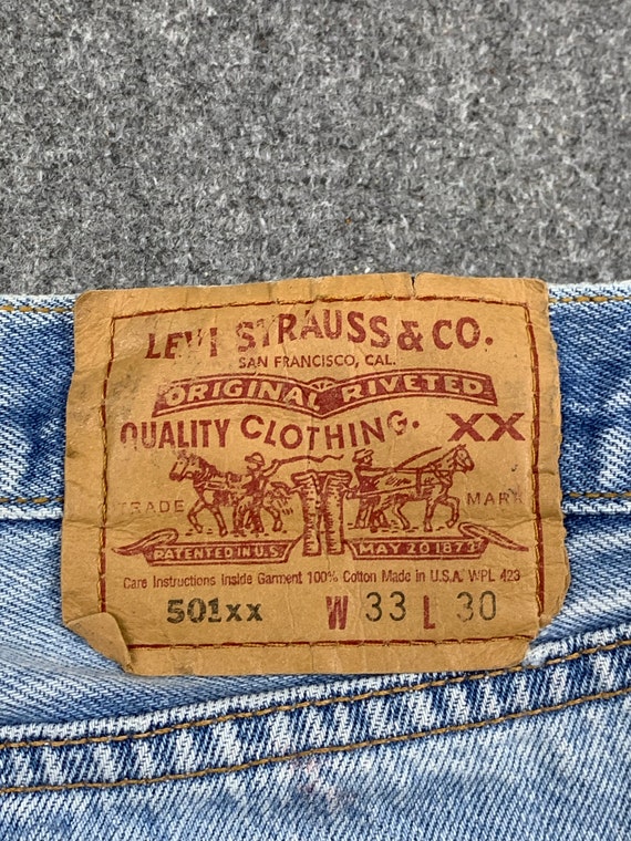 Size 31X26 Vintage 90s Levis 501 Jeans Light Wash… - image 8