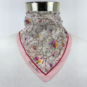 Christian Dior Vintage Christian Dior Handkerchief, Christian Dior Pocket Square, Christian Dior Scarf, Vintage Christian Dior Bandana