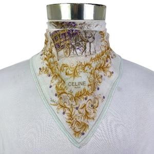 Vintage Celine Handkerchief Celine Paris Bandana Pocket Squares Neckerchief Headband Womens Wrap Accessories Scarves New Year Gift for Mom