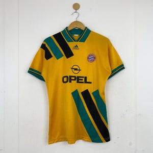 Vintage 90s Adidas Bayern Munich Yellow and Green Football Jersey 1990s FC Bayern Munich, Opel Sponsor, Rare Collectible, Size Medium Jersey