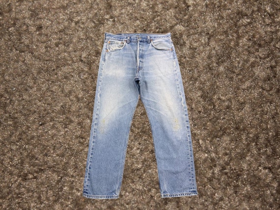 Size 31X26 Vintage 90s Levis 501 Jeans Light Wash… - image 1