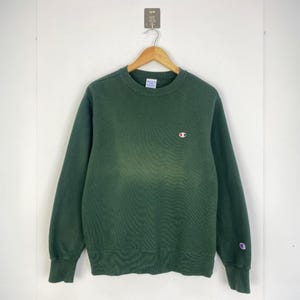 Sweat ras du cou Champion vintage vert petit logo brodé pull pull Streetwear rétro unisexe USA fabriqué vert forêt taille grande