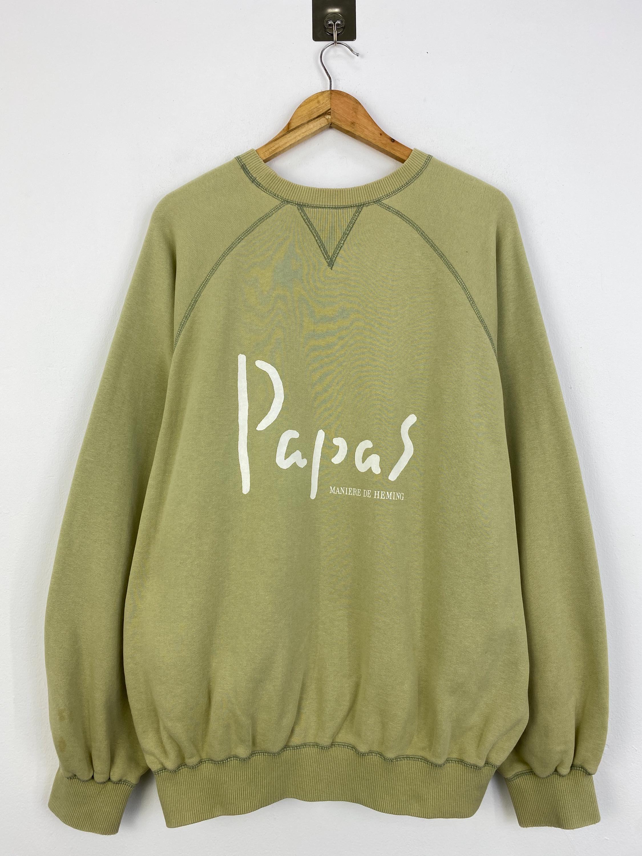 Papas MANIERE DE HEMING 両面 プリント ロゴ スウェット Vintage PAPAS Maniere De Heming Crewneck Sweatshirt Large