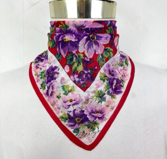 Vintage JG Dubois Dessins Handkerchief, Japan Bandana Accessories, Japan Pocket Square, Japan Scarf, Japan Neck Scarf, Babushka Scarf Gift