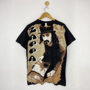 Vintage Frank Zappa Grafik-T-Shirt, 100% Baumwolle, Schwarz, vorgeschrumpft, Größe M, Retro Musik T-Shirt, 70er Jahre Rock Icon Shirt, Einzigartige Konzert Merch