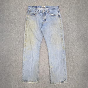 Size 32x29 Vintage Y2K Levis 501 Jeans Blue Faded High Waisted 2000s Levi&#39;s Light Washed Jeans Levi&#39;s Straight Cut Jeans Levis Distress W32