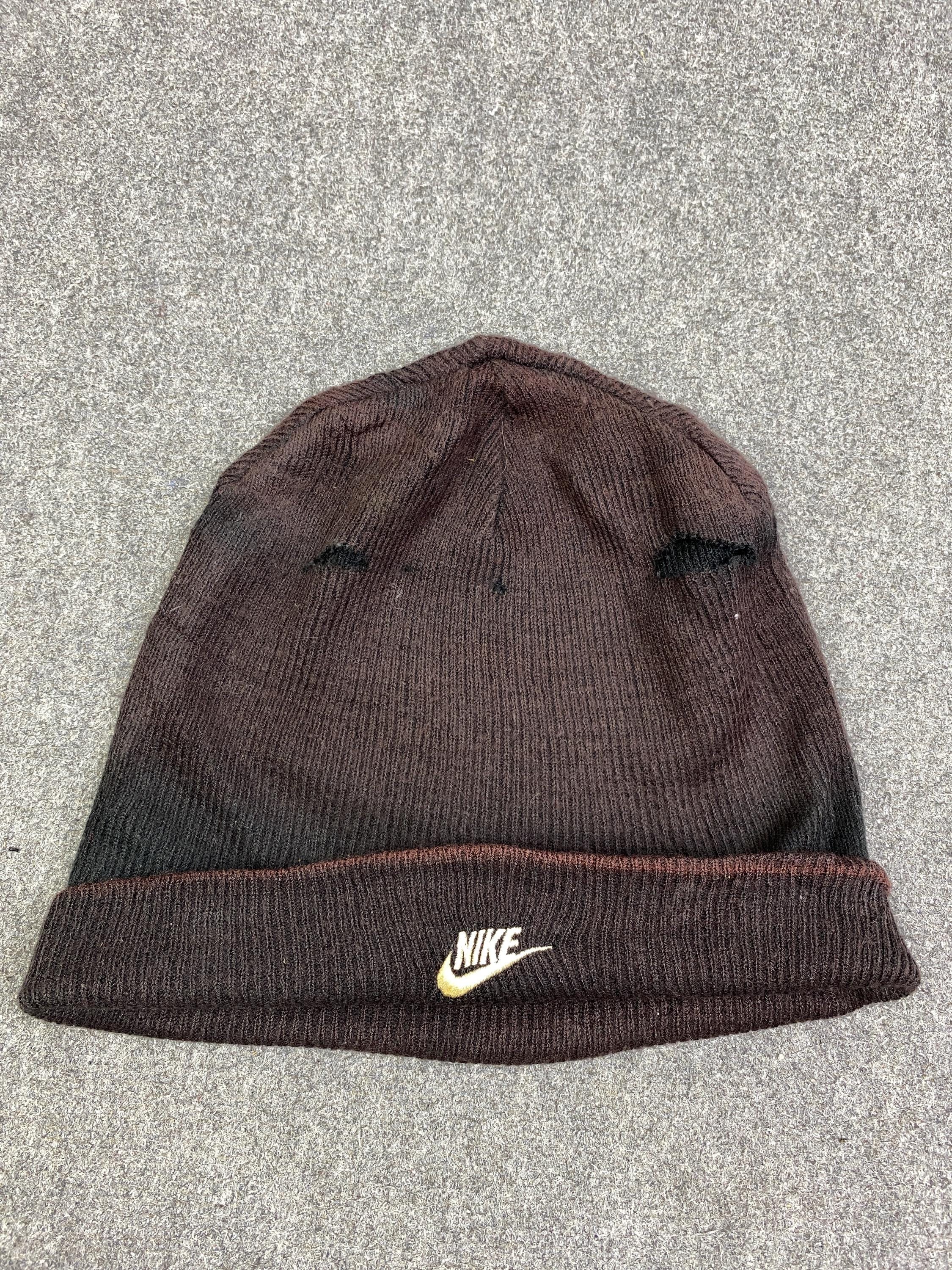 Vintage 90s Nike Beanie | Distressed Nike Faded Reversible Snow
