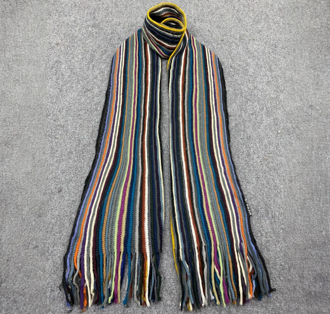 Vintage PPFM Multicolor Stripes Scarf Vintage Scarf Wool Punk