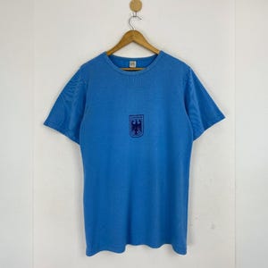 Vintage 70s German Bundeswehr T-shirt Blue with Eagle Logo | Military Tee | Retro Casual | Unisex | Made in Germany | Size Large Shirt