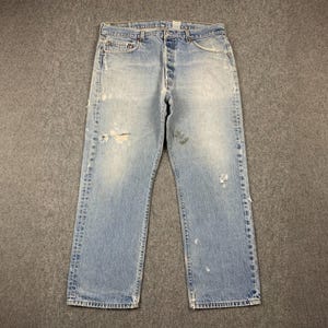 Size 36x28 Vintage Y2K Levis 501 Jeans Faded Blue High Waisted 2000s Levis Light Washed Jeans Levi&#39;s Straight Cut Jeans Levis Mom Jeans W36