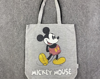 Mickey Mouse Grey Tote Bag, Dependable and Durable, Disney Design, Stylish Cartoon Bag for Everyday Use Perfect for Shopping Travel and Gift