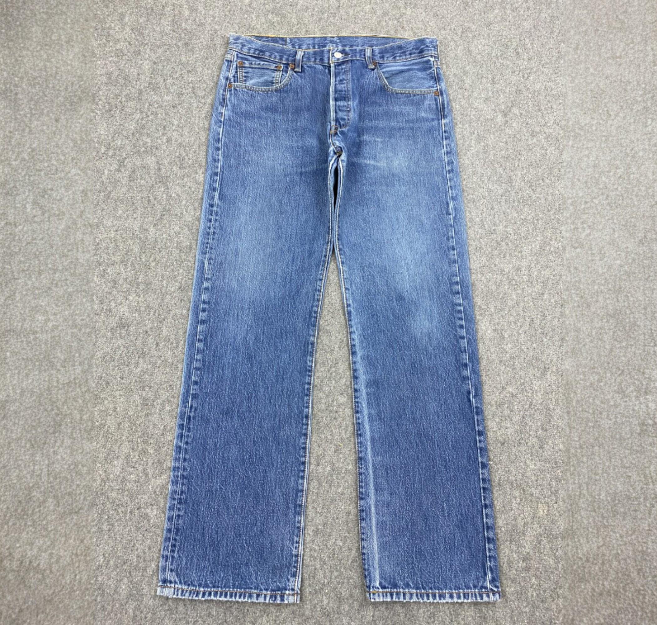 Size 35x31 Vintage Y2K Levis 501 Jeans Blue Faded High Waisted