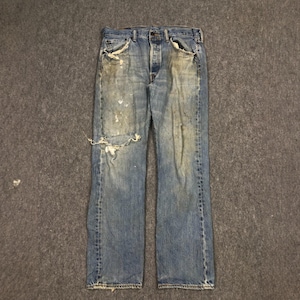 Size 33x30 Vintage Y2K Levis 501 Jeans Faded Blue High Waisted 2000s Levis Light Washed Jeans Levi&#39;s Straight Cut Jeans Distressed Jeans W33