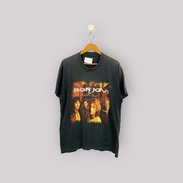 Vintage 90s Jon Bon Jovi Band Printed Vintage 2000s Size Large Bon Jovi Musician Band Tour Shirt Crewneck Short Sleeves Size L T-Shirt