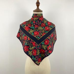 Vintage Monique Valery Silk Scarf, Twill Silk Scarf, Vintage