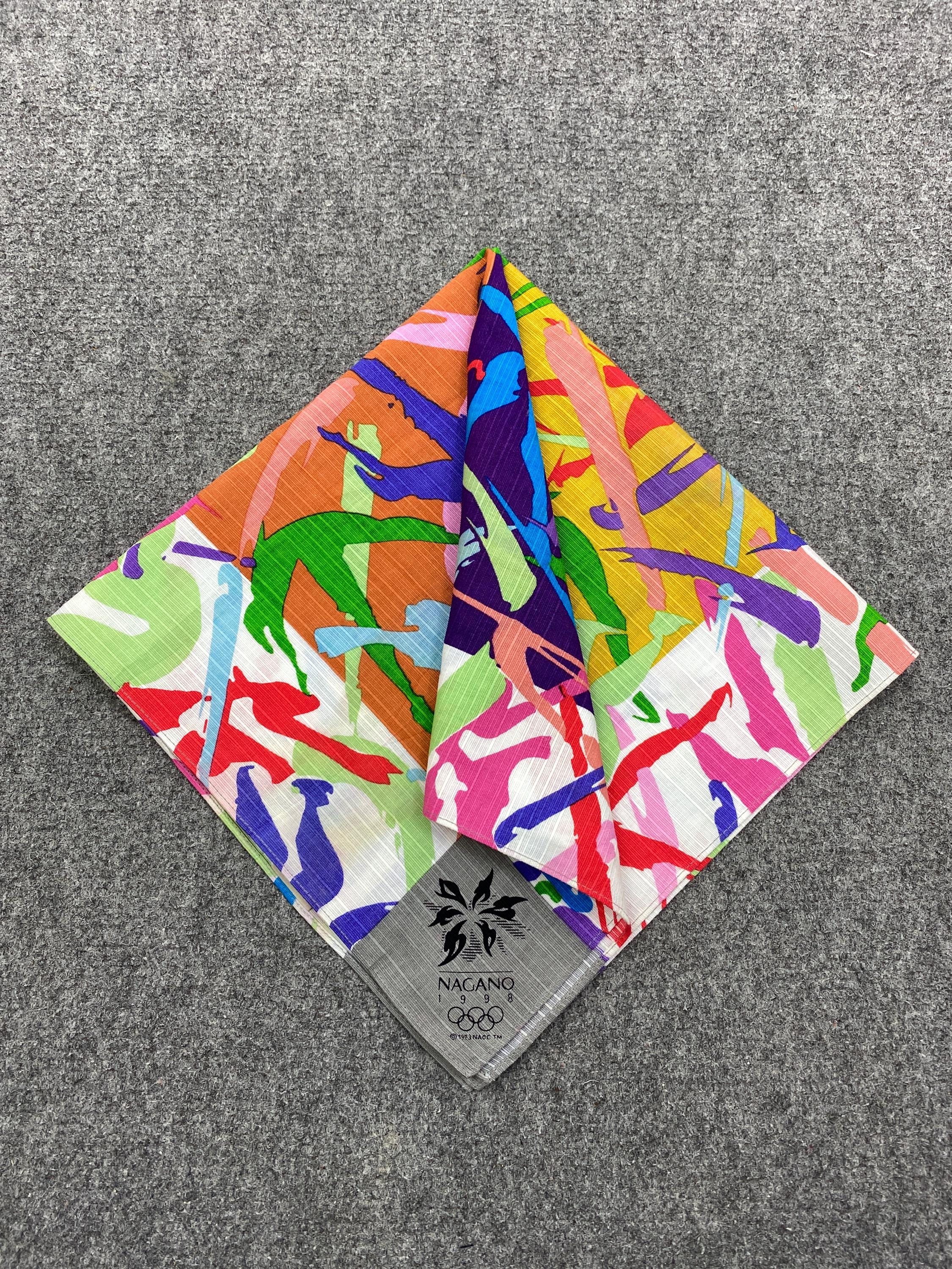 ヴィンテージ 1998年 長野冬季オリンピック スカーフ バンダナ | 抽象