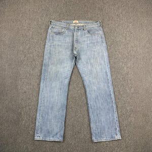 Size 37x30 Vintage Y2K Levis 501 Jeans Faded Blue High Waisted 2000s Levi&#39;s Jeans Light Washed Straight Cut Jeans Levis Mom Jeans W37