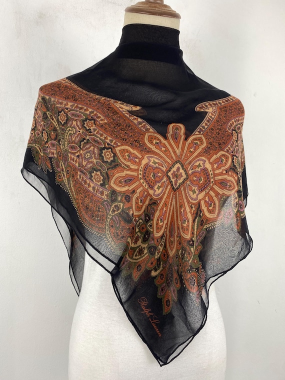 ☆ラルフローレン ☆ヴィンテージ ☆シルク100% スカーフ ☆ネイティブ