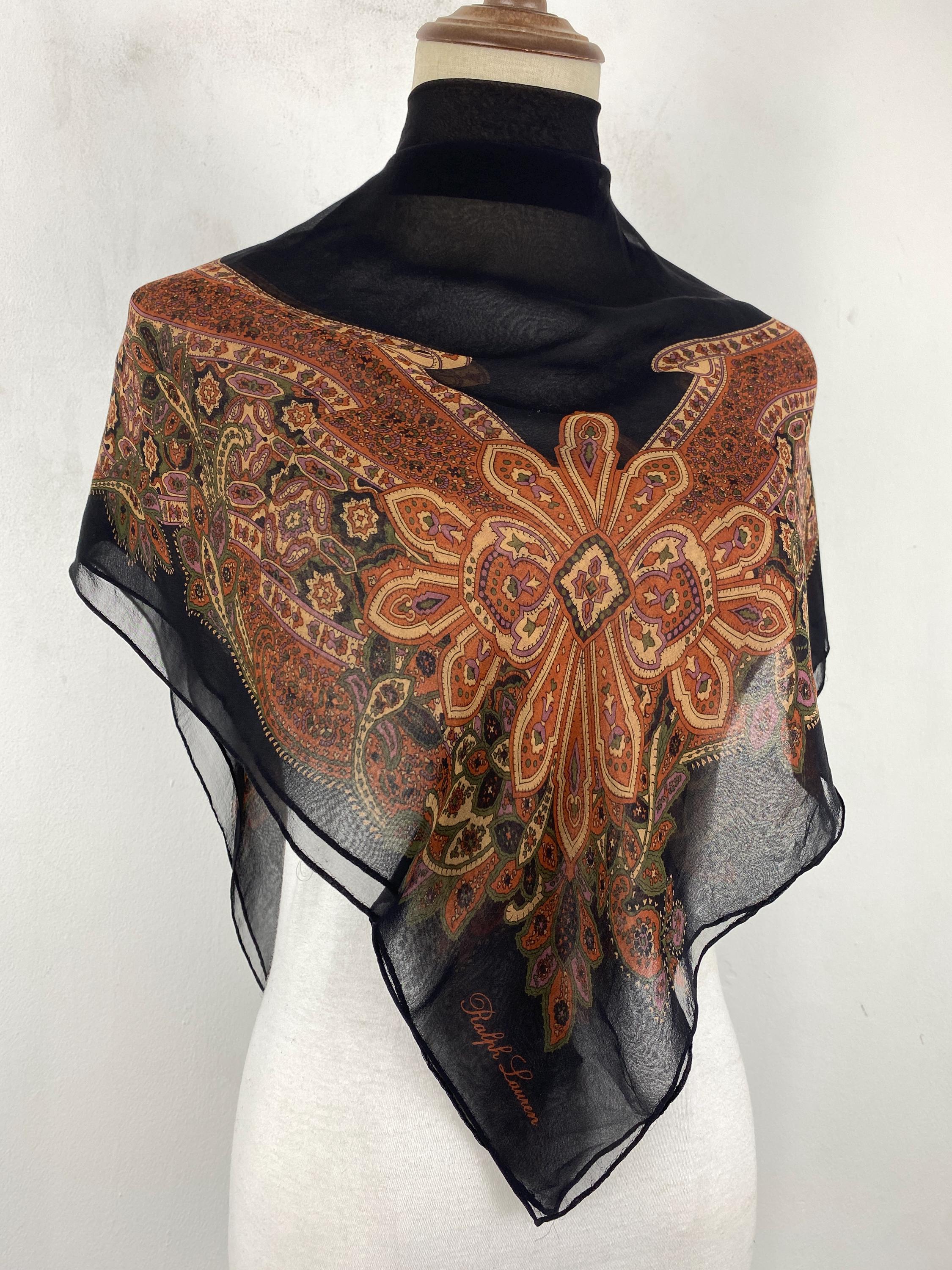 ヴィンテージ ラルフローレン シルク スカーフ、ラルフローレン シルク