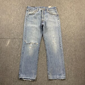 Size 33X28 Vintage Y2K Levis 501 Jeans Blue Faded High Waisted 2000s Levis Light Washed Jeans Levi&#39;s Straight Cut Jeans Levis Distressed W33