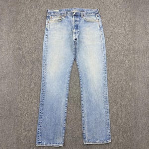 Size 34x30 Vintage 90s Levis 501 Jeans Faded Blue High Waisted 1990s Levis Light Washed Jeans Levi&#39;s Distressed Jeans Levis Mom Jeans W34