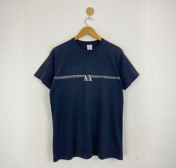 90s Armani Exchange A|X Logo T-shirt Men Navy Blue With 90s Armani Exchange A|X Logo T-shirt Men Navy Blue With