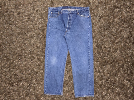 Size 40X29 Vintage Y2K Levis 501 Jeans Faded Blue… - image 1