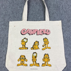 Vintage Garfield Tote Bag Large Canvas Shopping Bag with Garfield Prints Unique Garfield Designs Durable Cotton Bag Eco-Friendly Tote